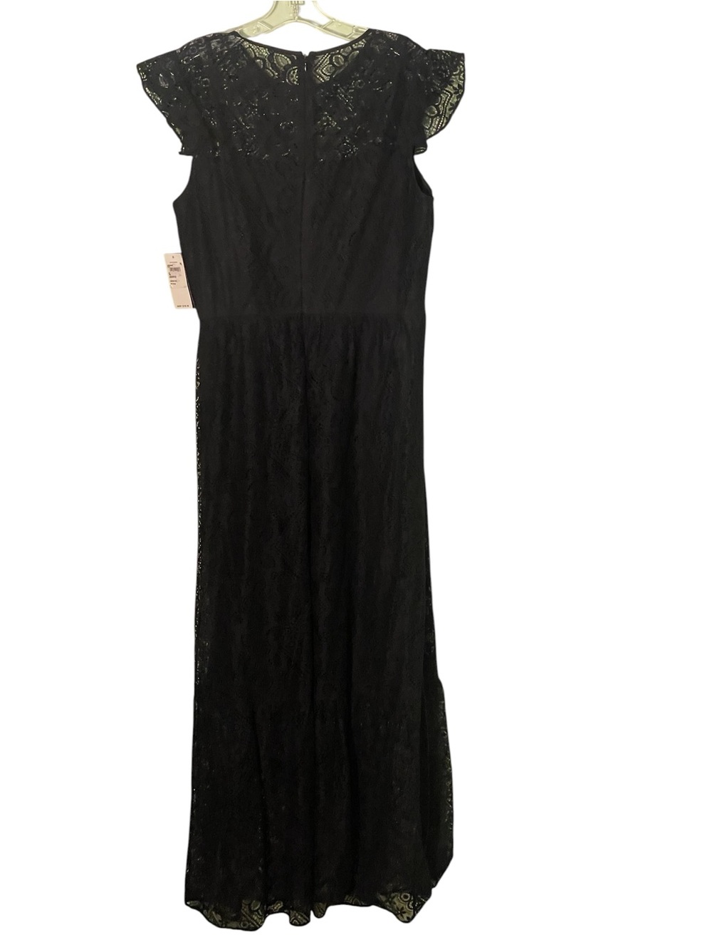 NWT-Lauren Ralph Lauren black lace maxi with flutter sleeves. Size 12. - Picture 5 of 10